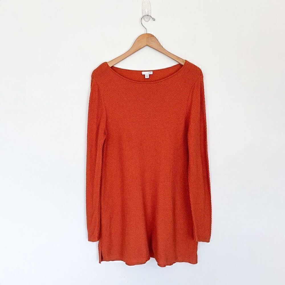 J. Jill Women’s Orange Waffle Knit Long Sleeve Tunic Top